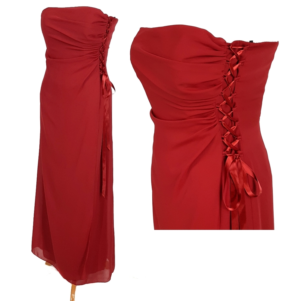 Cachet Strapless Evening Gown With Corset Detail